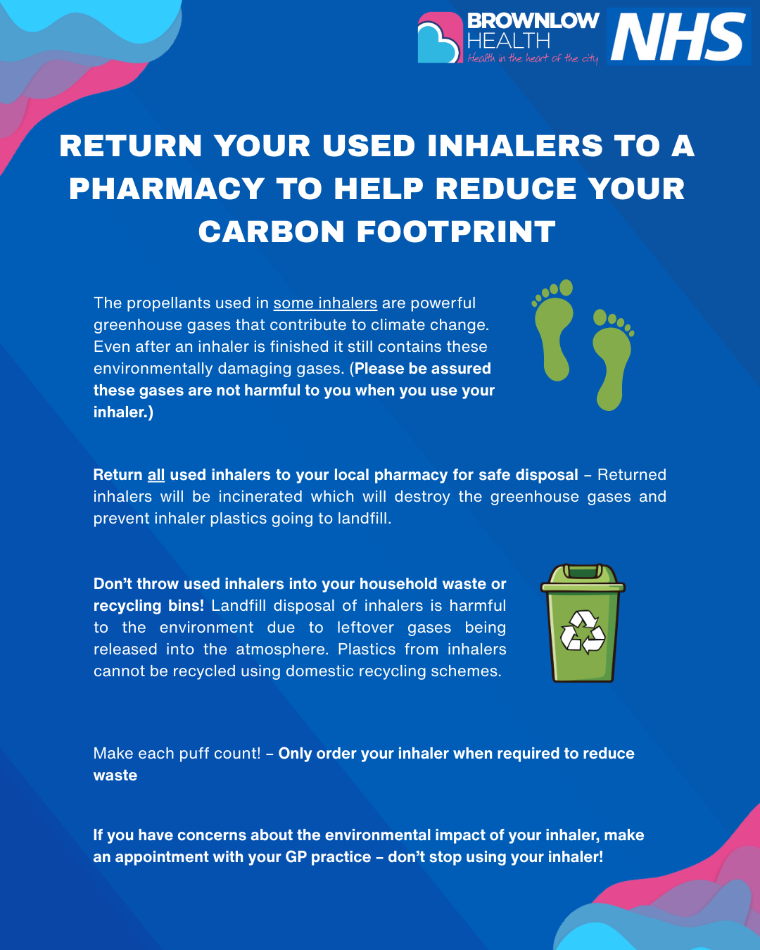 Returning your used Inhalers to a Pharmacy to help Reduce your Carbon Footprint